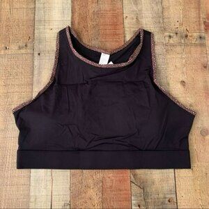 Fabletics trinity high impact high neck sports bra with back pocket in purple